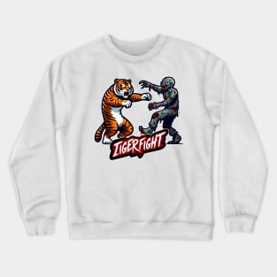 Tiger vs Zombie Fight Crewneck Sweatshirt